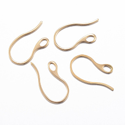 Golden Ion Plating(IP) 304 Stainless Steel Earring Hooks, Ear Wire, with Horizontal Loop, Golden, 22x11.5x1mm, 18 Gauge, Hole: 2.5x3.5mm