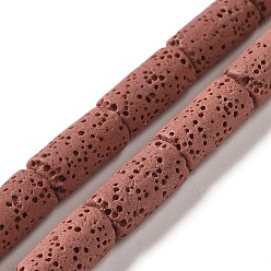 Sienna Natural Lava Rock Beads Strands, Column, Dyed, Sienna, 14x7mm, Hole: 1.5mm, about 28pcs/strand, 15.55''(39.5~40cm)