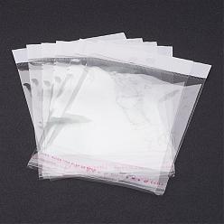 Clear Pearl Film Cellophane Bags, OPP Material, Self-Adhesive Sealing, with Hang Hole, Clear, 15x10cm, Unilateral Thickness: 0.023mm, Inner Measure: 10x10cm