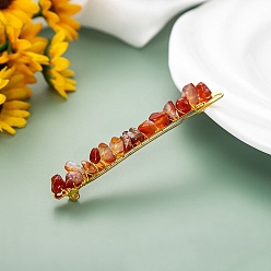Red Agate Natural Red Agate Chip & Metal Hair Bobby Pins, Hair Accessories for Women Girl, 80x6x6mm