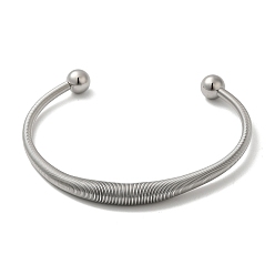 Stainless Steel Color 304 Stainless Steel Open Cuff Bangle, Wire Wrap Bangle for Women, Stainless Steel Color, Inner Diameter: 2-1/2 inch(6.5cm)