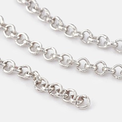 Platinum Iron Rolo Chains, Belcher Chain, with Spool, Unwelded, Lead Free, Platinum, 2x1mm, about 328.08 Feet(100m)/roll
