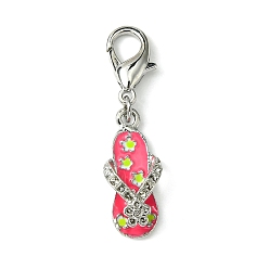 Light Coral Alloy Enamel Slipper Pendant Decorations, with Alloy Lobster Claw Clasps, Light Coral, 41.5mm