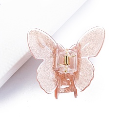 Light Salmon Butterfly PVC Claw Hair Clips, Hair Accessories for Women & Girls, Light Salmon, 56x52x60mm