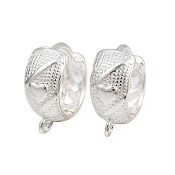 Посеребрённый Латунная фурнитура для хооп серег, без кадмия и без свинца, сердце, 925 серебро покрытием, 15x13.5x7 мм, отверстие : 1.4 мм, штифты : 1 мм