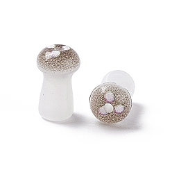 Light Grey Opaque Glass Beads, Mushroom, Light Grey, 8x4.5mm, Hole: 1mm, about 96~98pcs/bag