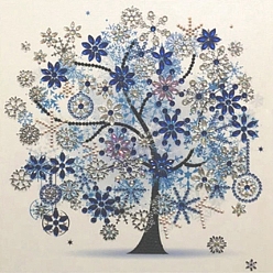 Steel Blue DIY Diamond Painting Tree of Life Pattern Kit, Including Resin Rhinestones Bag, Diamond Sticky Pen, Tray Plate and Glue Clay, Square, Steel Blue, 250x250mm