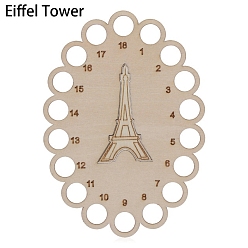 Eiffel Tower Wooden Embroidery Thread Plate, Cross Stitch Threading Board Tools, Oval, Eiffel Tower, 15x10.6cm