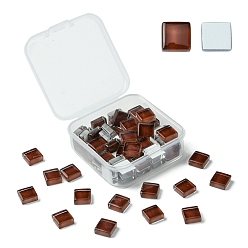 Кокосово-Коричневый 60 шт. Прозрачные стеклянные кабошоны, квадратный, кокосового коричневый, 9.8x9.8x4 мм