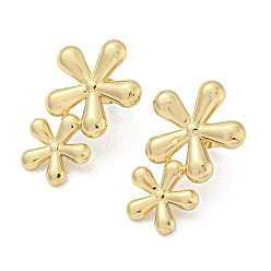Golden 304 Stainless Steel Stud Earrings, Flower, Golden, 27x17.5mm