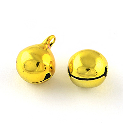 Gold Vacuum Plating Brass Bell Charms Pendants, Gold, 10x7~8mm, Hole: 1.5mm