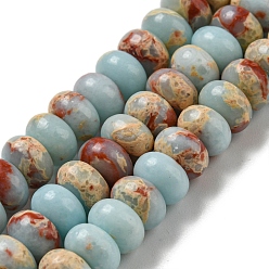 Pale Turquoise Synthetic Imperial Jasper Dyed Beads Strands, Rondelle, Pale Turquoise, 8~8.5x5~5.5mm, Hole: 1.2mm, about 76~77pcs/strand, 15.20''~15.47"(38.6~39.3cm)