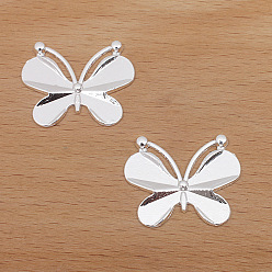 Silver Alloy Cabochons, Butterfly, Silver, 21x26mm