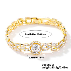 Белый Минималистичные латунные браслеты-цепочки со стразами для женщин, белые, 7-1/8 дюйм (18 см)