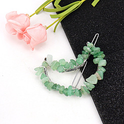 Зеленый Авантюрин Заколки для волос из сплава, с красной яшмой, аксессуары для волос для женщин и девочек, луна, 57x45 мм