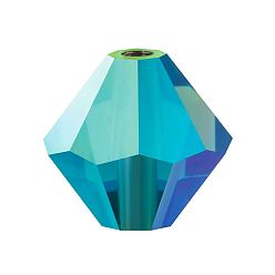 60100 20000 Indicolite AB 2x Хрустальные бусины preciosa®, чешский хрусталь, биконус(451 69 302 рондель), 60100 20000 индиголит ab 2x, 4 мм, отверстие : 0.8 мм