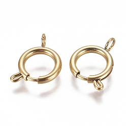Golden Ion Plating(IP) 304 Stainless Steel Spring Ring Clasps, Golden, 14x2.5mm, Hole: 3.5mm