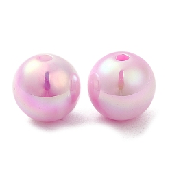 Pearl Pink Iridescent ABS Plastic Beads, Round, Pearl Pink, 12x11.5mm, Hole: 2mm