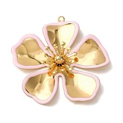 Pink 304 нержавеющей стальной эмали подвески, , вакуумное покрытие pvd, реальный 18 k позолоченный, розовые, 38.5x39x4.5 мм, отверстие : 2 мм