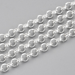 Silver 304 Stainless Steel Rolo Chains, Belcher Chain, Unwelded, with Spool, Silver Color Plated, 6x2mm, about 32.8 Feet(10m)/roll