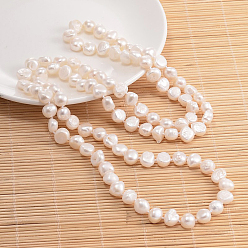 Seashell Color Natural Pearl Nuggets Beaded Necklace, Seashell Color, 62.9 inch