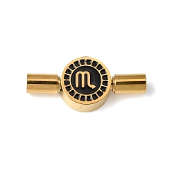 Черный Штыковые застежками из нержавеющей стали, с эмалью, плоский круглый с созвездиями, золотые, круглое отверстие, чёрные, 304 мм, отверстие : 22x10x5 мм