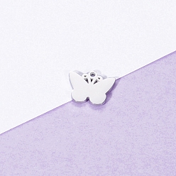 Нержавеющая Сталь Цвет Не тускнеющие 304 подвески из нержавеющей стали, очарование бабочки, цвет нержавеющей стали, 12x15 мм, отверстие : 1.4 мм