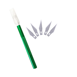 Green Leathercraft Aluminum Carving Craft Knife Kit, with Alloy Spare Knife Blades, for Crafts Arts, Green, 14x0.8cm
