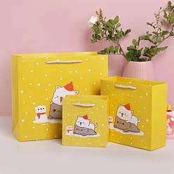 Cat Shape Folding Cardboard Paper Gift Boxes, Gift Package, Rectangle with Handle, Cat Shape, 15x7x14cm