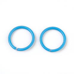 Deep Sky Blue Iron Jump Rings, Open Jump Rings, Deep Sky Blue, 18 Gauge, 10x1mm, Inner Diameter: 8mm