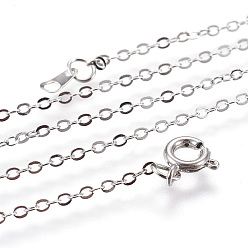 Platinum Brass Cable Chain Necklaces, Nickel Free, Platinum, 18 inch, 2x1.5mm