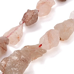Ferruginous Quartz Natural Hematoid Quartz/Ferruginous Quartz Beads Strands, Raw Rough, Nuggets, with Seed Beads, 13~23x12~16x6~13mm, Hole: 1mm, about 11~13pcs/strand, 7.44''(18.9cm)~7.99''(20.3cm)