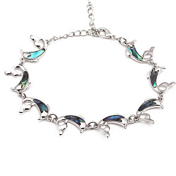 Dolphin Bracelet coquillage coloré avec coquille d'ormeau, bijoux de charme de dauphin