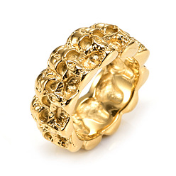 Golden Titanium Steel Finger Rings, Skull, Golden, US Size 8(18.1mm)
