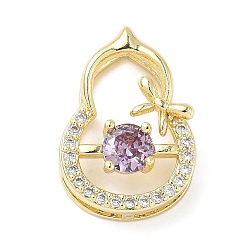 Настоящее золото 18K Латунные микро проложить кубического циркония подвески, Горлянка, реальный 18 k позолоченный, 17x12x5.5 мм, отверстия: 1x6 мм / 3x6.5 мм