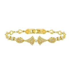 Fan Brass Micro Pave Cubic Zirconia Bracelets for Women, Heart Link Chain Bracelet, Golden, Fan, 7-7/8 inch(20cm)