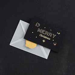 Word 1pc Vegetable Parchment Envelope, with 1pc Gold Blocking Writing Card and 1pc Adhesive Wax Seal Stickers, Rectangle, Christmas Themed Pattern, 80x130mm