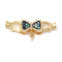 Черный Латунное микропейв, прозрачный кубический цирконий, складные застежки, с эмалью и ракушкой, долговечный, без свинца и без кадмия, реальный 18 k позолоченный, бантом, чёрные, 31 мм