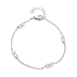 Нержавеющая Сталь Цвет 304 женские браслеты-цепочки из нержавеющей стали, два круга, цвет нержавеющей стали, 6-3/4 дюйм (17.2 см)