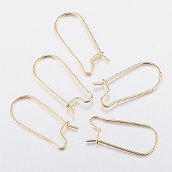 Real 18K Gold Plated 304 Stainless Steel Hoop Earring Findings Kidney Ear Wires, Real 18k Gold Plated, 20x9x0.8mm