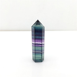 Fluorite Point Tower Natural Fluorite Home Display Decoration, Healing Stone Wands, for Reiki Chakra Meditation Therapy Decos, Hexagon Prism, 50~60mm