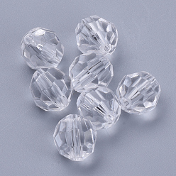 Clear Transparent Acrylic Beads, Faceted, Round, Clear, 10x9.5mm, Hole: 1.8mm, about 990pcs/500g