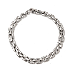 Платина Браслеты-цепочки с пантерами из латуни с микропаве из прозрачных кубических цирконий для женщин, долговечный, стойки покрытие, без свинца и без кадмия, платина, 7-1/4 дюйм (18.3 см)