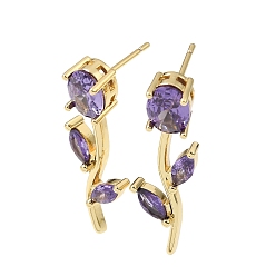 Indigo Micro cuivres ouvrent zircone cubique boucles d'oreille, fleur rose, sans plomb et sans cadmium, crémaillère plaquage, plaqué longue durée, réel 18 k plaqué or, indigo, 30x11mm