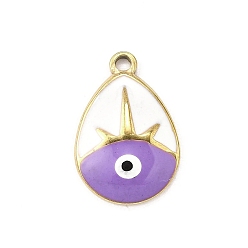 Средний Синий Шифер 304 подвески из нержавеющей стали, с эмалью, слезинка с заклинанием сглаза, ионное покрытие (ip), золотые, средний грифельно-синий, 20x13.5x3 мм, отверстие : 1.8 мм