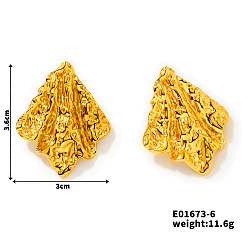 Rhombus Модные 304 серьги-гвоздики из нержавеющей стали, золотые, ромб, 36x30 мм