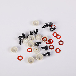 Red Plastic Safety Craft Eye, with Spacer and PU Sequins Ring, for DIY Doll Toys Puppet Plush Animal Making, Red, 12mm