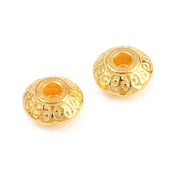 Золотой Сплавочные овальные бусины тибетского стиля , без свинца и без кадмия, двухконусные, золото, длиной около 7 мм , шириной 7 мм , толщиной 4.5 мм , отверстие : 1 мм