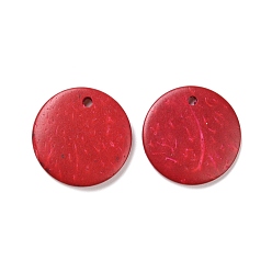 Magenta Natural Coconut Wood Pendants, Dyed, Flat Round, Magenta, 21x3mm, Hole: 1.8mm