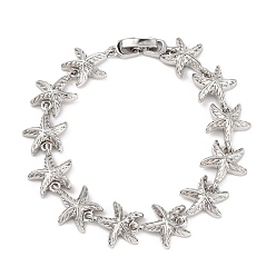 Платина Латунь ссылка браслеты для женщин, морская звезда, долговечный, стойки покрытие, без свинца и без кадмия, платина, 7-3/4 дюйм (19.8 см), ссылка: 15.5x13.5x5.5 mm